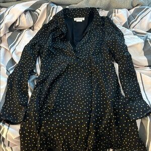 Reformation lady black polka dot mini dress